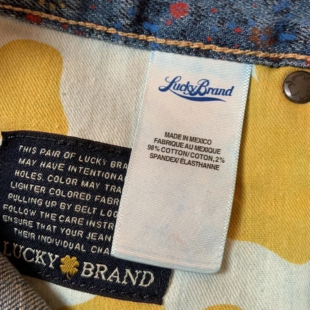 Lucky Brand Abbey Double Roll wildflower paisley print denim jean shorts Size 6
